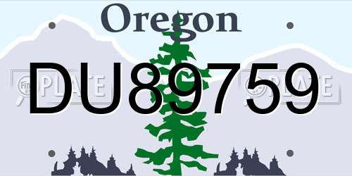 DU89759 Oregon License Plate