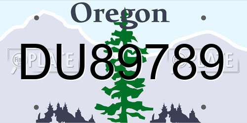 DU89789 Oregon License Plate