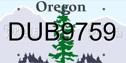 DUB9759 Oregon License Plate