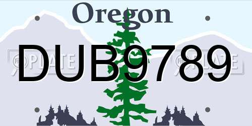 DUB9789 Oregon License Plate