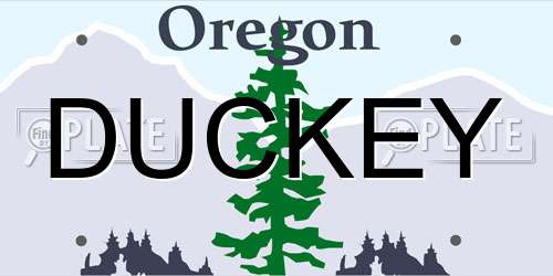 DUCKEY Oregon License Plate