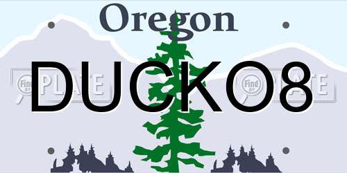 DUCKO8 Oregon License Plate