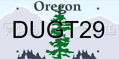 DUGT29 Oregon License Plate