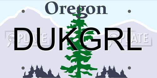 DUKGRL Oregon License Plate