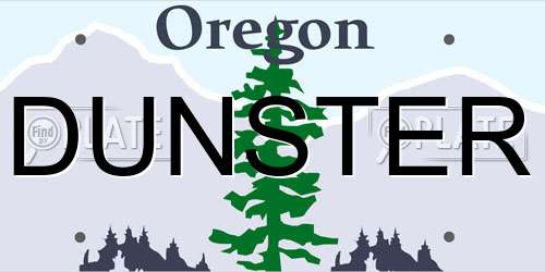 DUNSTER Oregon License Plate