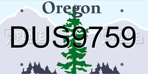 DUS9759 Oregon License Plate