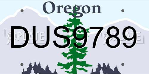 DUS9789 Oregon License Plate
