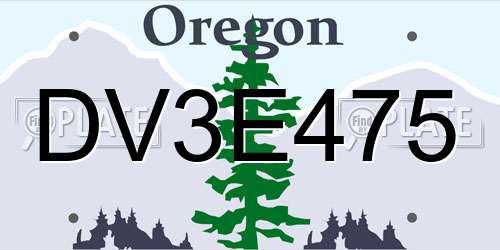 DV3E475 Oregon License Plate