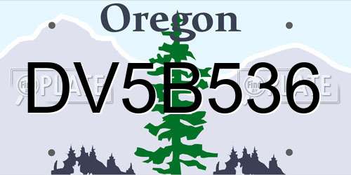 DV5B536 Oregon License Plate