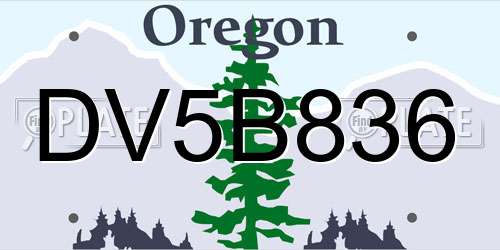 DV5B836 Oregon License Plate