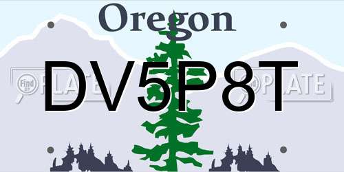 DV5P8T Oregon License Plate