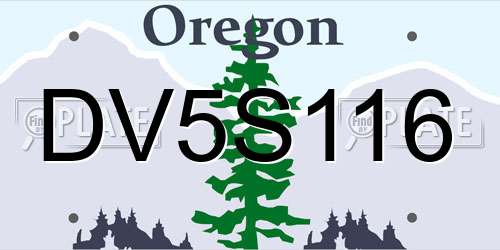 DV5S116 Oregon License Plate