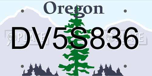 DV5S836 Oregon License Plate
