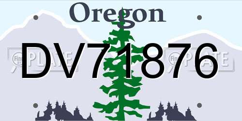 DV71876 Oregon License Plate