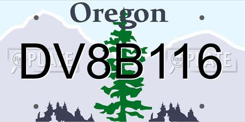 DV8B116 Oregon License Plate
