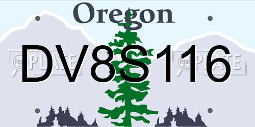 DV8S116 Oregon License Plate