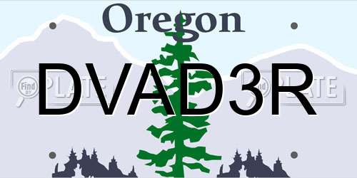 DVAD3R Oregon License Plate