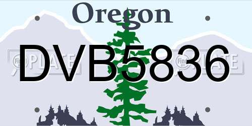 DVB5836 Oregon License Plate