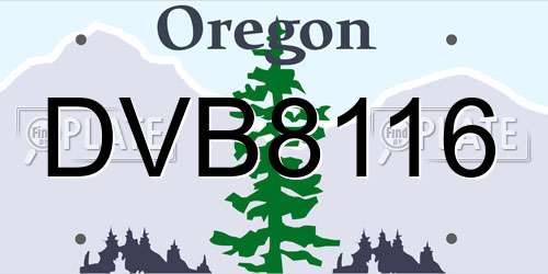 DVB8116 Oregon License Plate
