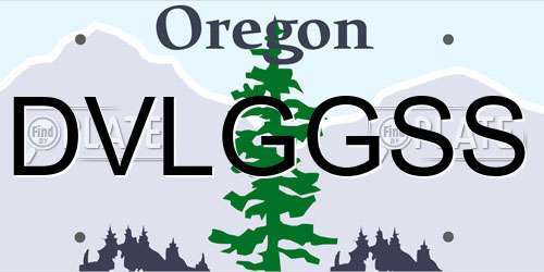 DVLGGSS Oregon License Plate