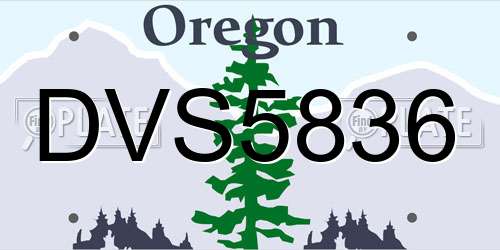 DVS5836 Oregon License Plate