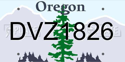 DVZ1826 Oregon License Plate