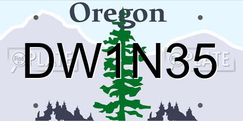 DW1N35 Oregon License Plate