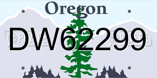 DW62299 Oregon License Plate
