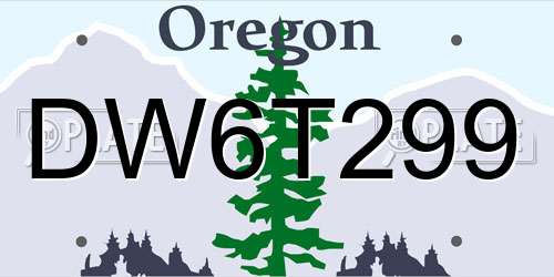DW6T299 Oregon License Plate