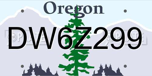 DW6Z299 Oregon License Plate