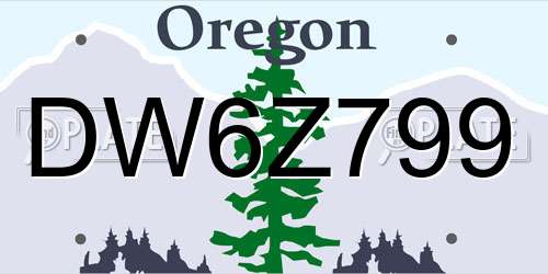 DW6Z799 Oregon License Plate