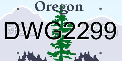 DWG2299 Oregon License Plate