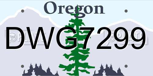 DWG7299 Oregon License Plate