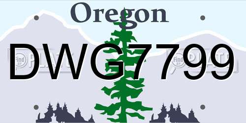 DWG7799 Oregon License Plate