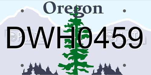 DWH0459 Oregon License Plate
