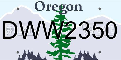DWW2350 Oregon License Plate