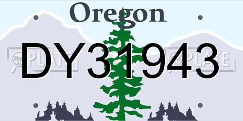 DY31943 Oregon License Plate