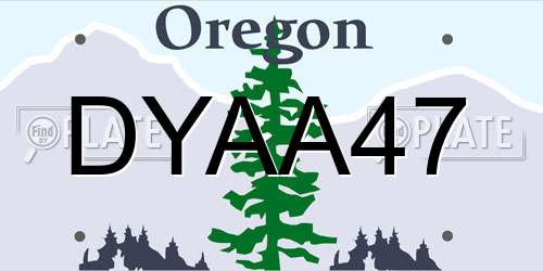 DYAA47 Oregon License Plate