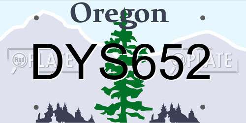 DYS652 Oregon License Plate