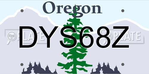 DYS68Z Oregon License Plate