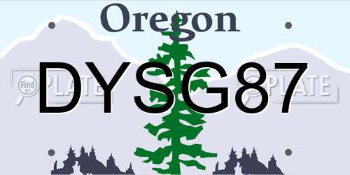 DYSG87 Oregon License Plate