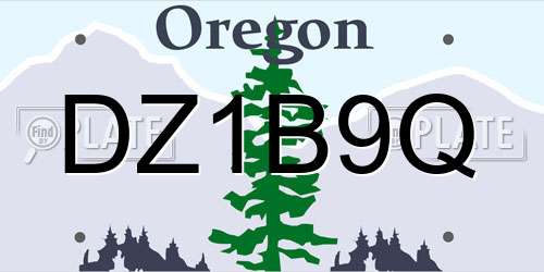 DZ1B9Q Oregon License Plate