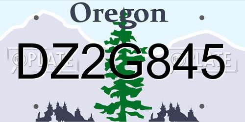 DZ2G845 Oregon License Plate