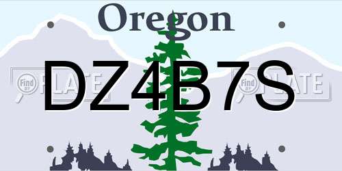 DZ4B7S Oregon License Plate