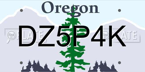 DZ5P4K Oregon License Plate