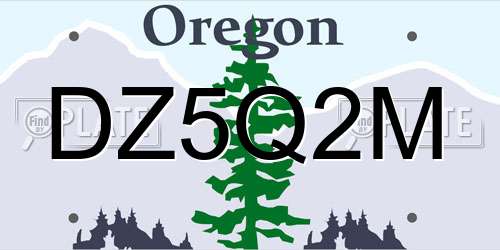 DZ5Q2M Oregon License Plate