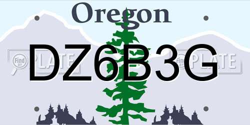 DZ6B3G Oregon License Plate