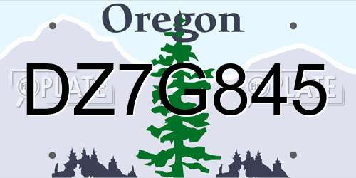 DZ7G845 Oregon License Plate