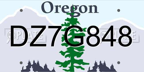 DZ7G848 Oregon License Plate