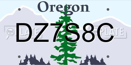 DZ7S8C Oregon License Plate